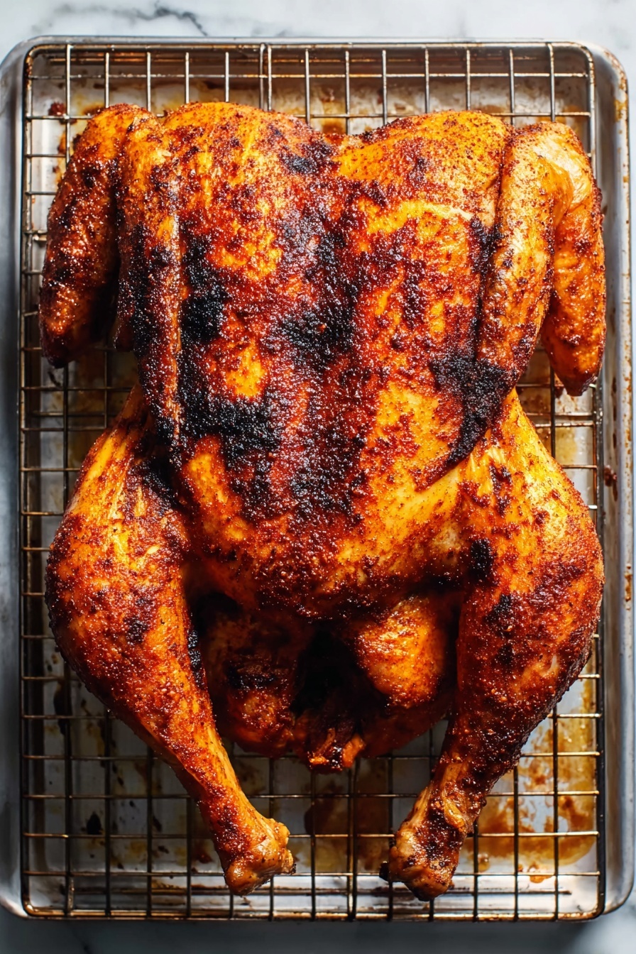 This image shows a white plate with a large piece of cooked chicken on a bed of fresh green parsley leaves. The chicken has three main parts: a dark brown crispy skin leg quarter on the left, some torn pieces of light golden toasted meat in the middle, and sliced tender chicken on the right with a slightly browned surface. The chicken looks juicy and well roasted, with a shiny caramelized coating on the skin. In the background, there is a white bowl with a creamy orange sauce on a white marbled surface. Photo taken with an iphone --ar 2:3 --v 7