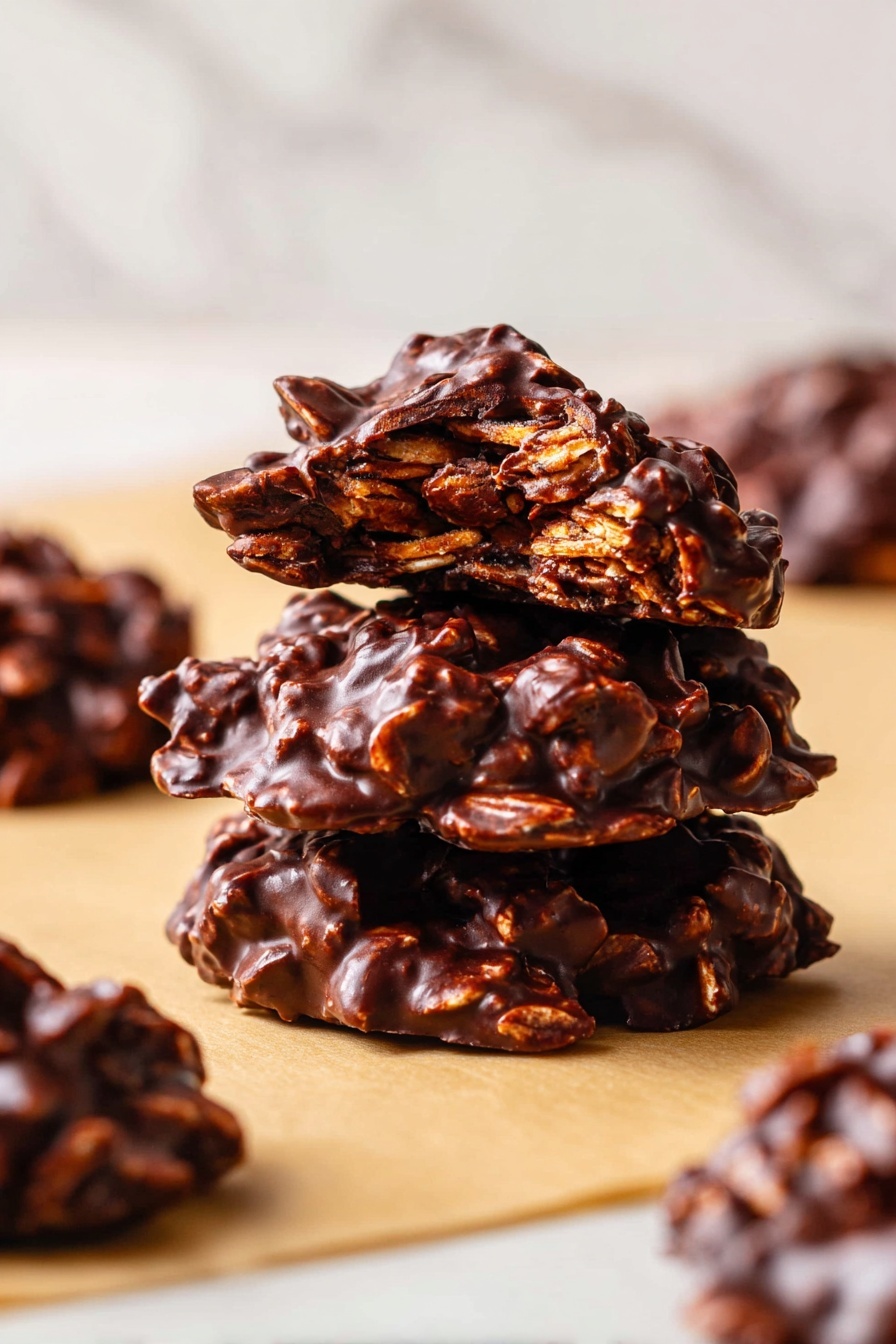 A white dish with wavy edges holds around eight dark brown, round oat clusters covered in a glossy chocolate-like coating. The clusters have many visible oat flakes sticking out, creating a rough texture. The dish is lined with light brown parchment paper, and the whole setup is placed on a white marbled surface with a soft light coming from above that highlights the shiny parts of the oat clusters photo taken with an iphone --ar 2:3 --v 7